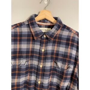 The Normal Brand Flannel Shirt Mens Large Blue Orange Plaid Outdoor Long Sleeve